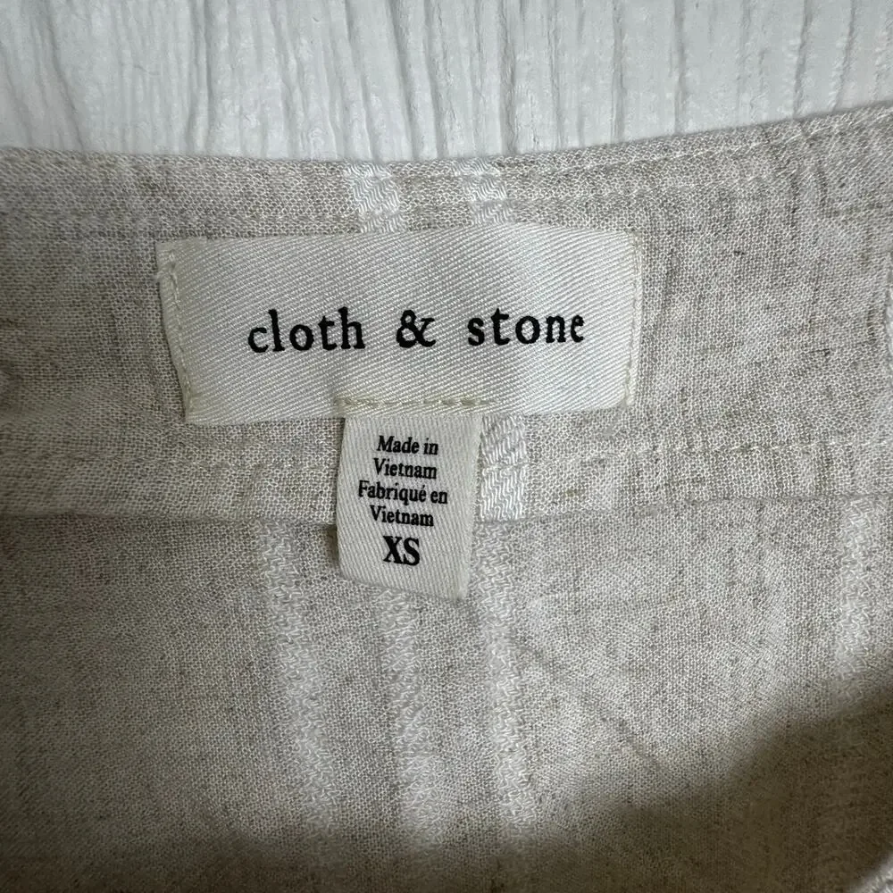 Cloth & Stone Square Neck Button Front Tank Rayon Linen Blend Sz XS Cream White - Picture 4 of 6